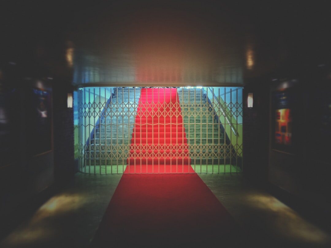 Photographers capturing a celebrity on a red carpet at night